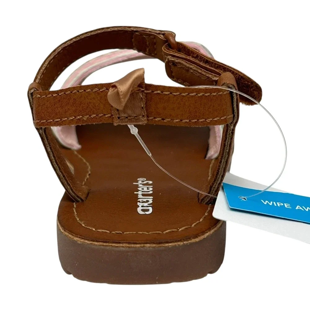 Carter's‎ Toddler Girls Open Toe Sandal Size 7 Brown-Multi Lightweight Comfort